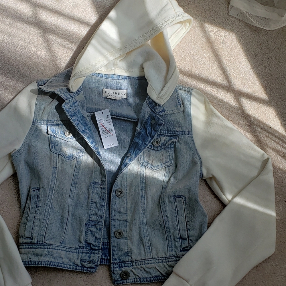 Cropped Denim Jacket with Hood